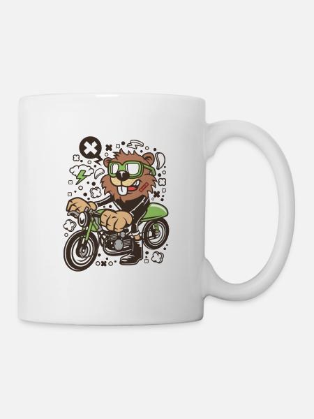 Castor motard, le motard, animal sur moto - Mug blanc - blanc