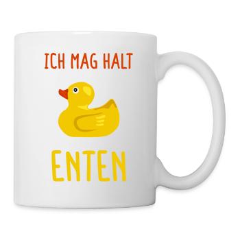 Ich Mag Halt Enten Gelbe Gummiente Badewanne Ente - Tasse - Weiß - Rechts