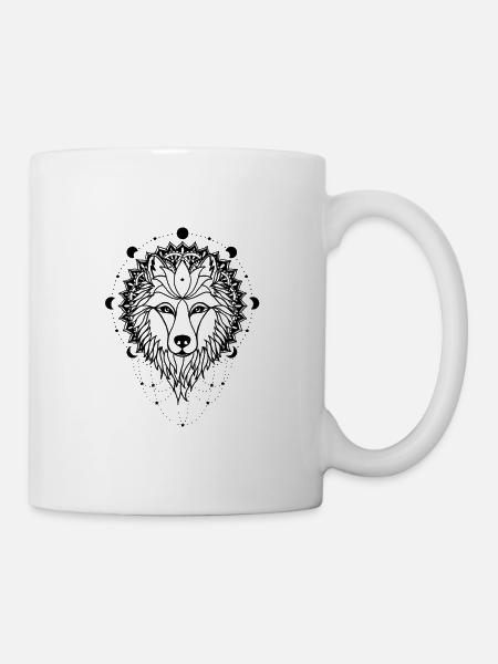 Wolf – Krafttier - Tasse - Weiß