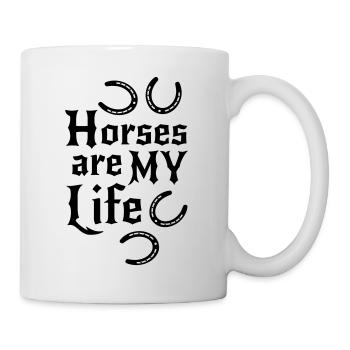 Pferd Pferde Pferdesprüche Hufeisen Reiter reiten - Tasse - Weiß - Rechts