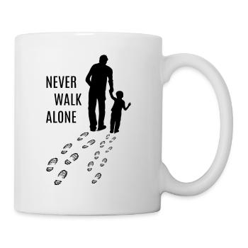 Father and son dad daughter footprint walk alone - Mug - white - Right