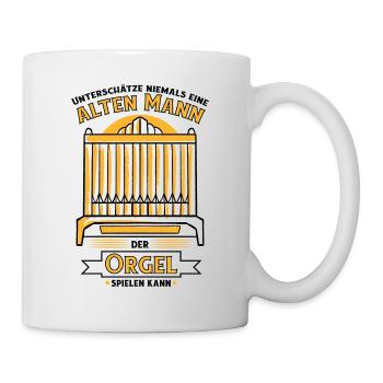 Unterschätze niemals einen alten Mann der Orgel - Tasse - Weiß - Rechts