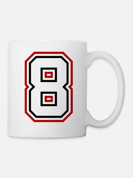 8 Zahl nummer - Tasse - Weiß