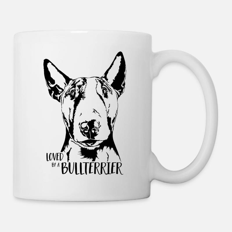 Loved by a BULLTERRIER Hundespruch Hunde Wilsigns - Tasse - Weiß