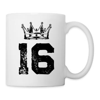 16 Zahl Krone - Tasse - Weiß - Rechts
