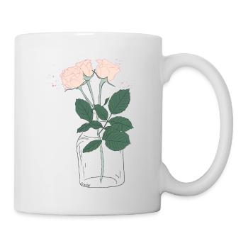 Rosen im Glas - Tasse - Weiß - Rechts