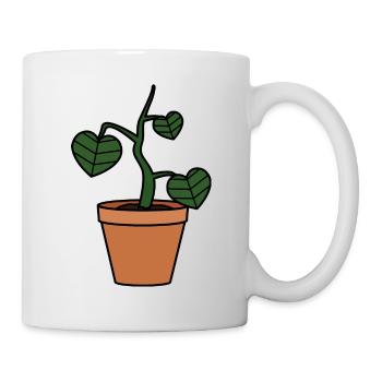 Pot de fleur avec plante en forme de cœur - Mug blanc - blanc - Droite