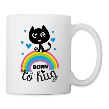 Born tu hug, chat mignon sur arc en ciel ! - Mug blanc - blanc - Droite