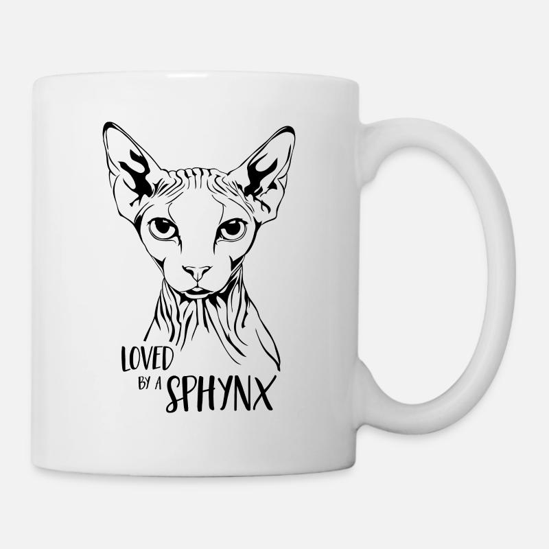 Loved by a Sphynx Katzenspruch Katze Wilsigns - Tasse - Weiß