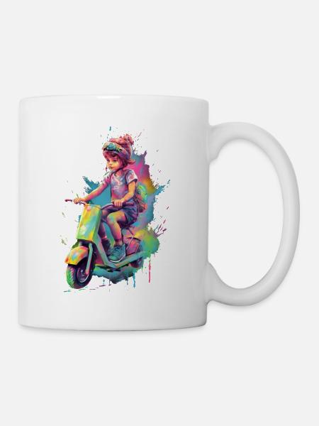 Junge mit Roller - Tasse - Weiß