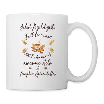 School psychologist, help & Pumpkin spice lattes - Tasse - Weiß - Rechts