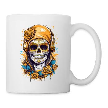Goldene Zucker Schädel - Tasse - Weiß - Rechts