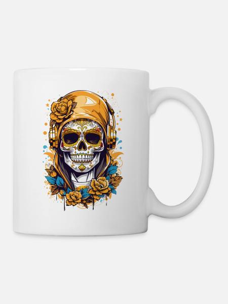 Golden Sugar Skull - Mug - white