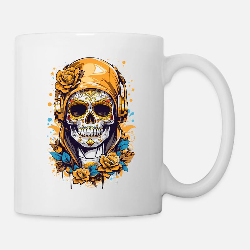 Golden Sugar Skull - Mug - white