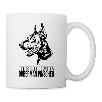Doberman Pinscher la vie est meilleure Chiens Wilsigns - Mug blanc - blanc - Droite