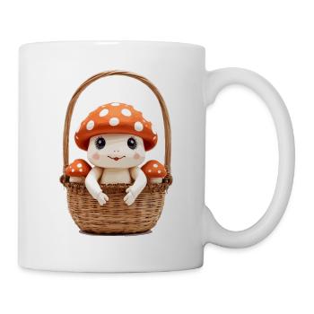 Cute toadstool in basket - Mug - white - Right