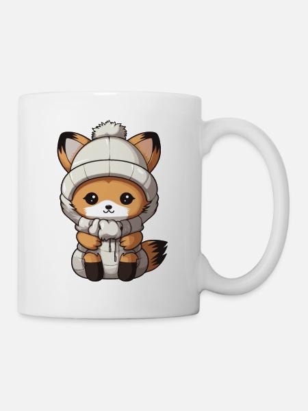 Fox Winter Animal bébé bande dessinée - Mug blanc - blanc