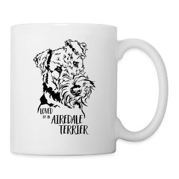 Aimé par un chien Airedale Terrier disant Wilsigns - Mug blanc - blanc - Droite