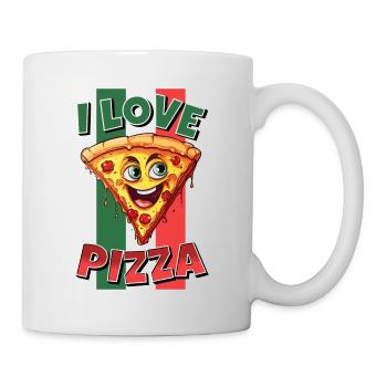 J’aime la pizza tranche de visage rit pizzeria - Mug blanc - blanc - Droite