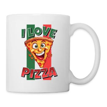 J’aime la pizza tranche de visage rit pizzeria - Mug blanc - blanc - Droite