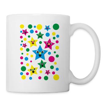 Lustige Sterne in pink und blau für jede Party. - Tasse - Weiß - Rechts