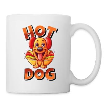Hot Dog Hund Wurst Fast Food Wortwitz Lustig Humor - Tasse - Weiß - Rechts