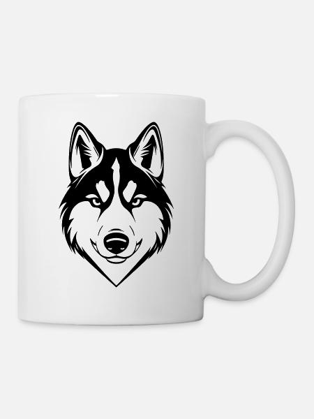 Husky Hund Kopf - Tasse - Weiß