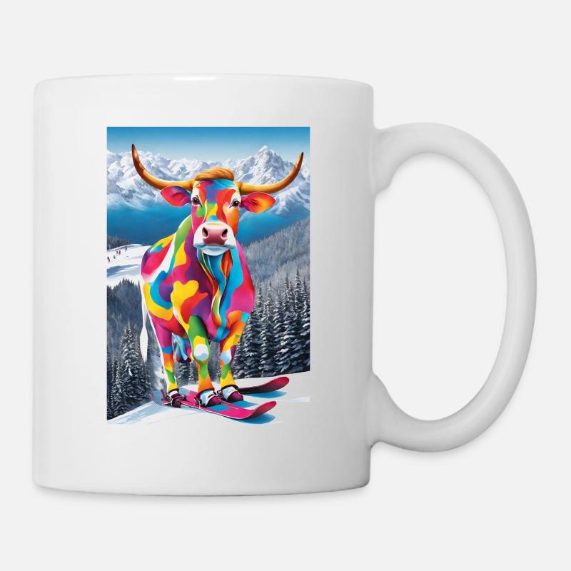 Cow in the ski resort - Mug - white