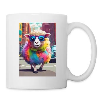 Schaf in der Stadt - Tasse - Weiß - Rechts