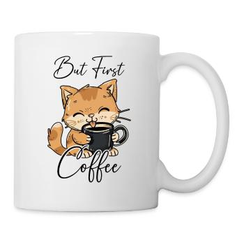Café de chat Mais premier café du matin Grouch drôle - Mug blanc - blanc - Droite