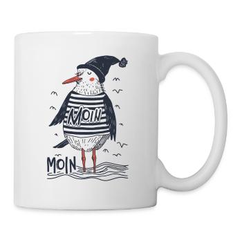 Moin Möwe Matrose Kapitän Seemann Nordsee Ostsee - Tasse - Weiß - Rechts
