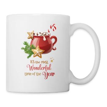Cacao, most wonderful time of the year, red, gold - Tasse - Weiß - Rechts