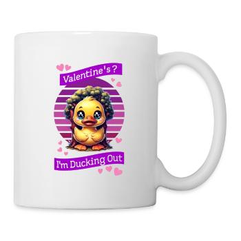 Whimsical Cartoon Duck Behind Tree Celebrating - Mug - white - Right