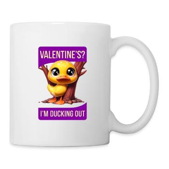 Whimsical Cartoon Duck Hiding Behind Tree valentin - Mug - white - Right