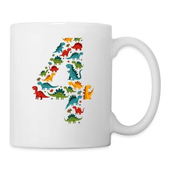 4ème anniversaire Dino Enfant - Mug blanc - blanc - Droite