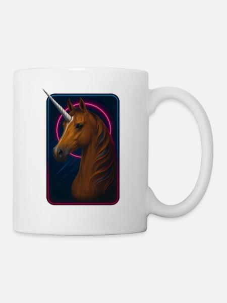 Brown Arabian Unicorn Beauty with Neon Vibes - Mug - white