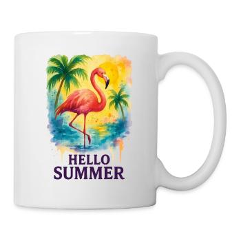 Summer Flamingo Shirt | Hello Summer Watercolor - Mug - white - Right