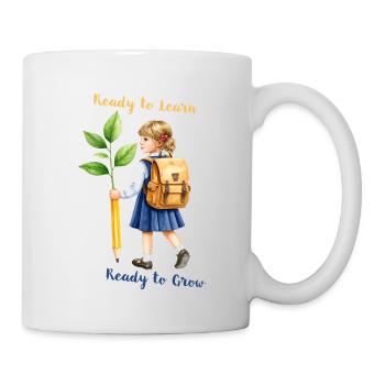 Bereit zu lernen, bereit zu wachsen – Aquarell - Tasse - Weiß - Rechts