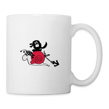 Piraten Schnecke und Pirat Monster Smuffel - Tasse - Weiß - Rechts