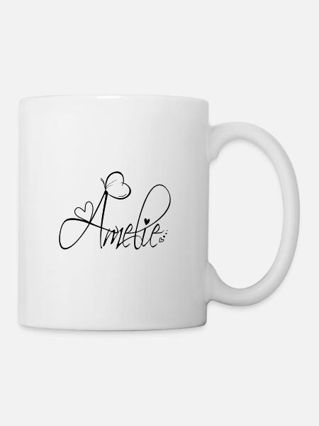 Amélie Nom Prénom Fille Calligraphie Décor - Mug blanc - blanc