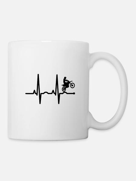 Heartbeat for motocross - Mug - white