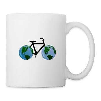 Fahhrad mit Weltkugel - Tasse - Weiß - Rechts