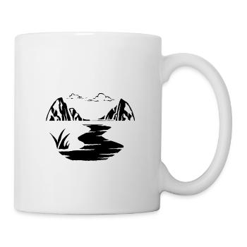 Berge Fluss Umriss - Tasse - Weiß - Rechts