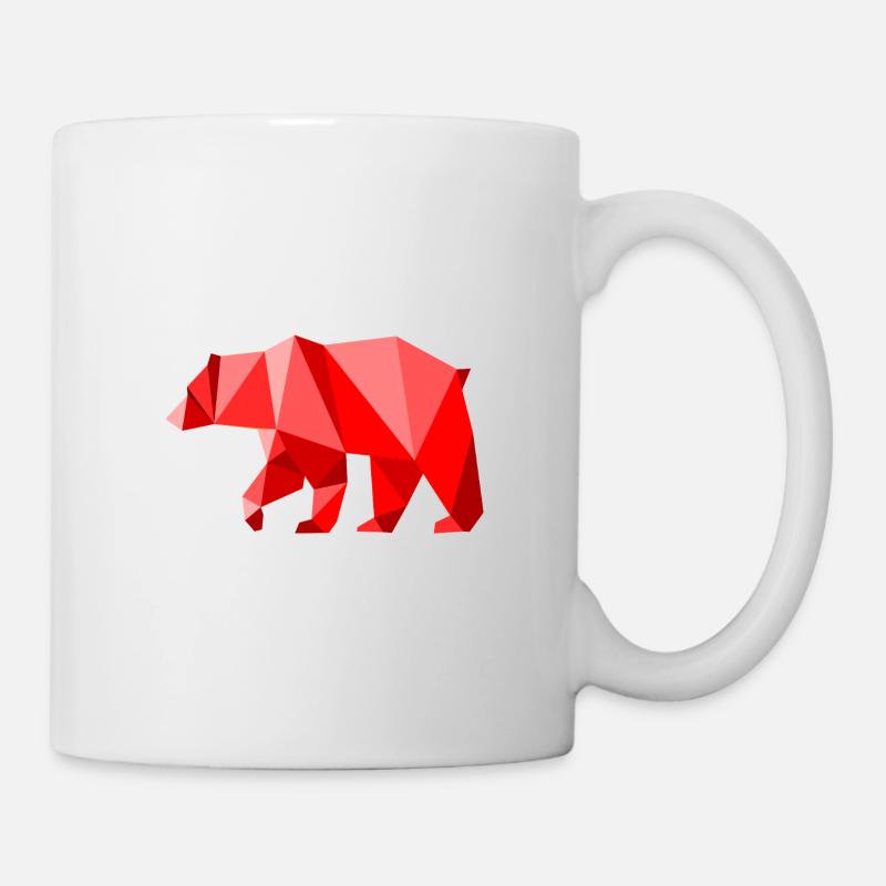 Red Lowpoly Bear - Mug - white