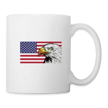 Amerika Flagge mit Adler personalisierbar - Tasse - Weiß - Rechts