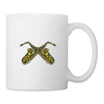 Saxophon gekreuzt - Tasse - Weiß - Rechts