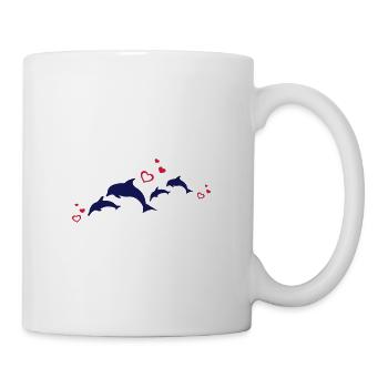 Delfine mit Herzen - Tasse - Weiß - Rechts
