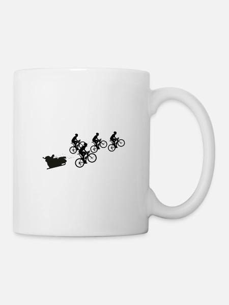 Weihnachtsmann mit Fahrrädern - Tasse - Weiß