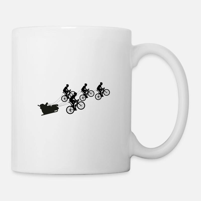 Weihnachtsmann mit Fahrrädern - Tasse - Weiß