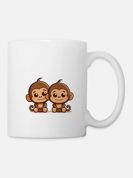 Affen Geschwister Bruder Schwester Familie Liebe - Tasse - Weiß